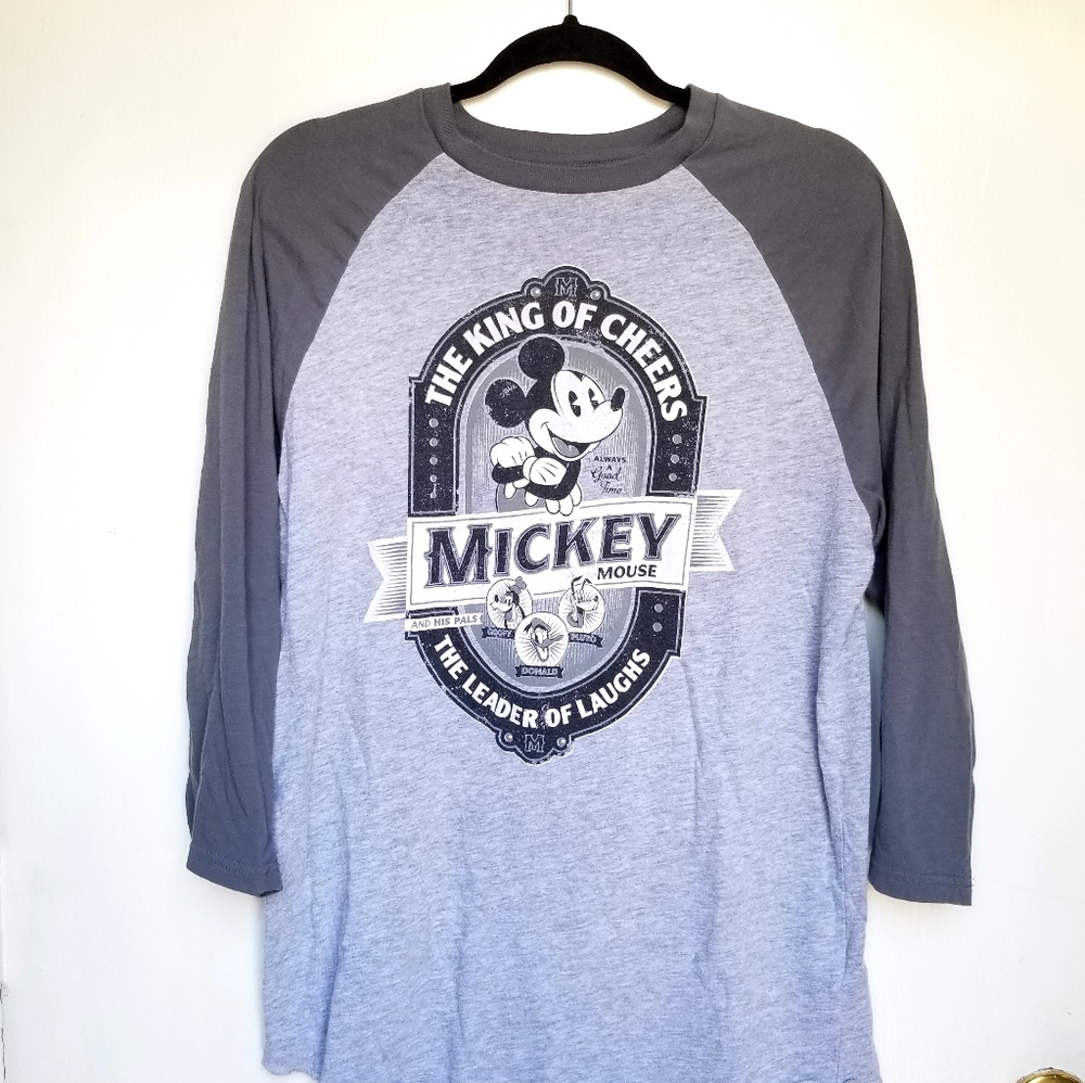 Mickey Disney Parks King of Cheers Gray Shirt L